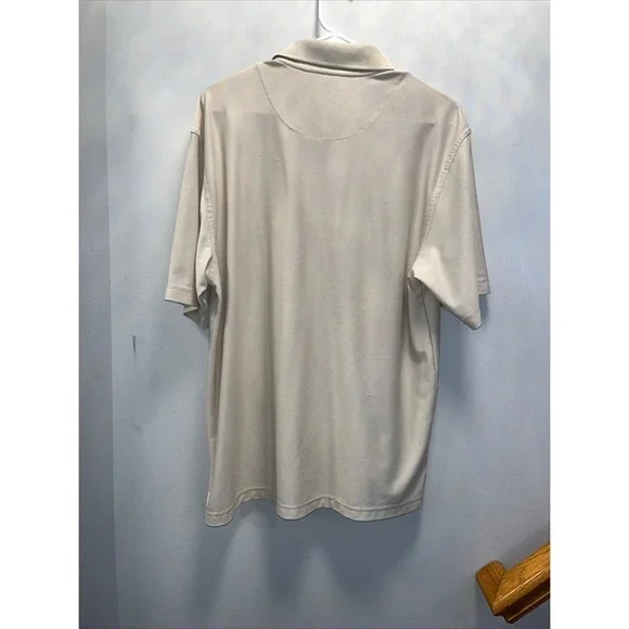 PGA Tour Polo Shirt Mens Large Tan Short Sleeve Golf Performance Good Ribbed - Picture 10 of 12